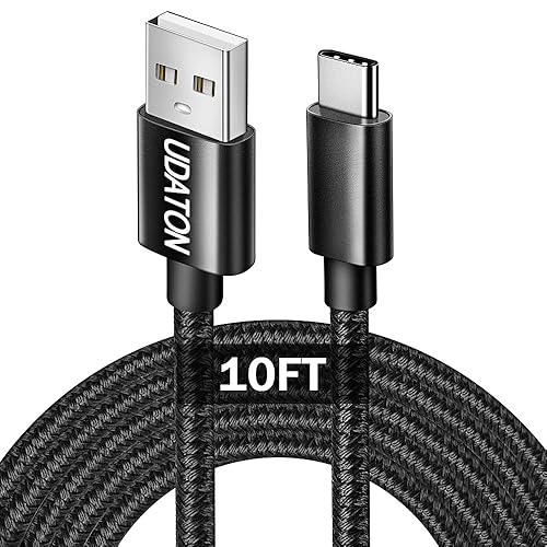 Udaton - Cable de carga USB tipo C (10 pies) 3A USB-A a USB-C, cable de carga rápida, cable de carga larga, compatible con Samsung Galaxy S22 S21