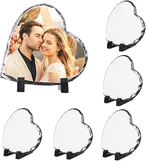 Sublimation Slate Blanks,Sublimation Slate,Slate Sublimation Blanks,6 Packs of Sublimation Slab Blanks, 5.9X5.9 inch Heart Shaped Heat Transfer Slab Picture Frame Plaque, for Souvenir Custom Work
