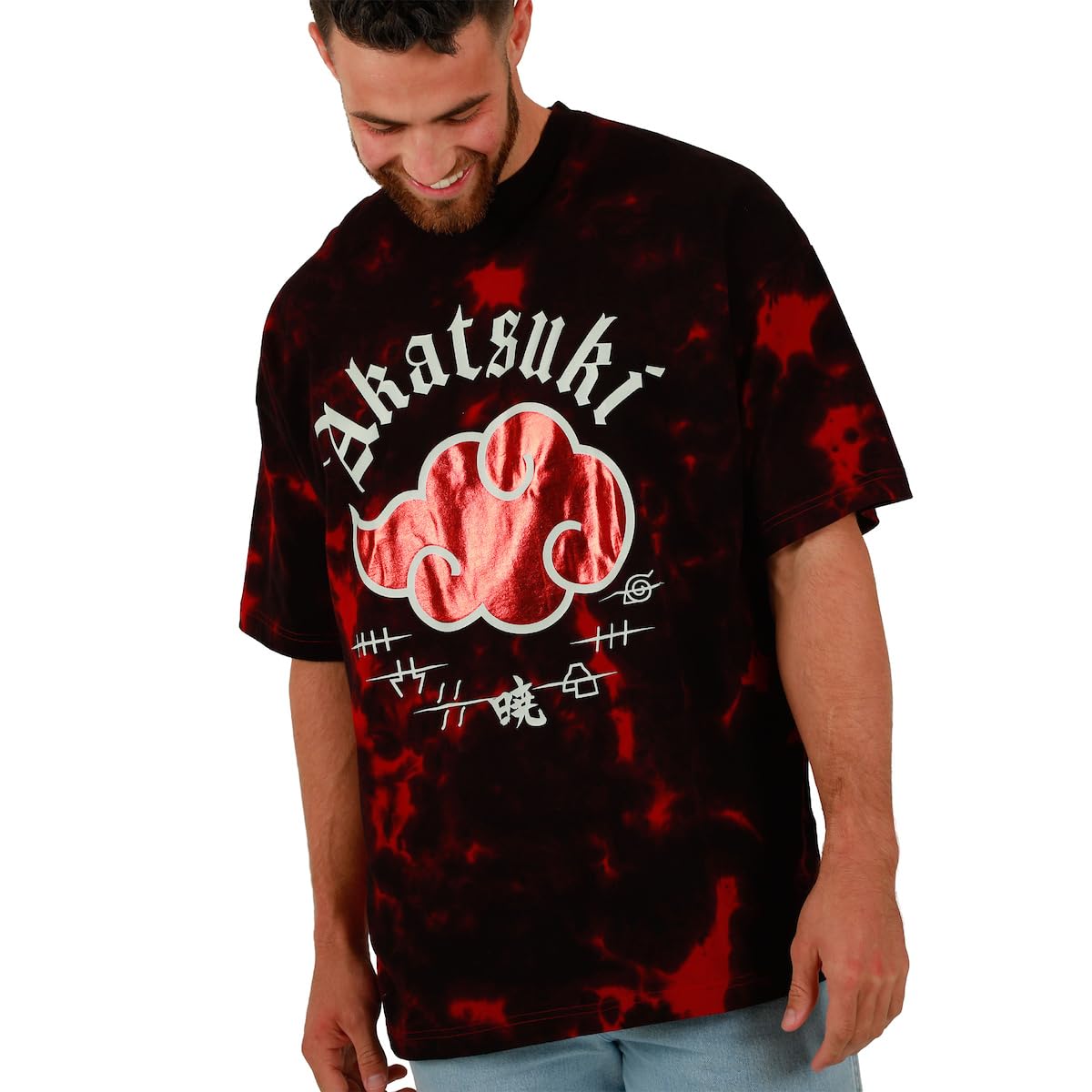 Naruto Akatsuki Cloud Oversized Drop Shoulder