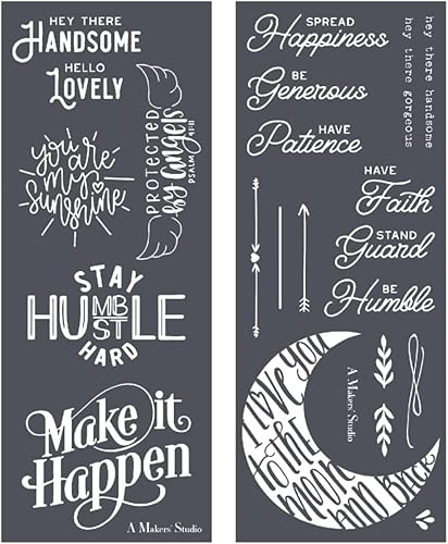 A Maker's Studio - Paquete de 2 hojas de plantillas de malla adhesiva reutilizables, ideales para manualidades y manualidades, adecuadas para