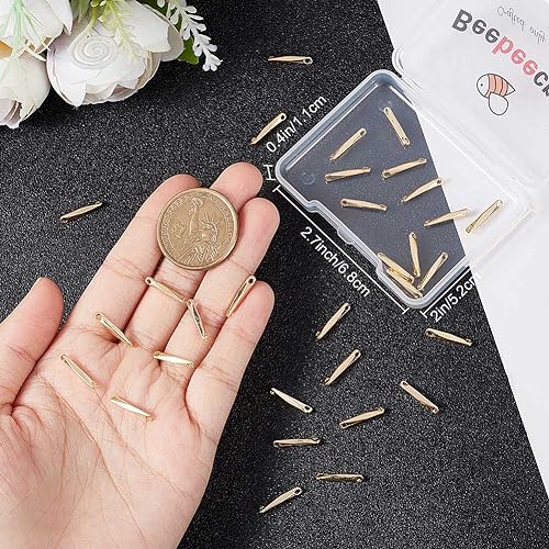 Beebeecraft 1 Box 50Pcs 2 Hole Bar Links Charms 18K Gold Plated Connector Rod Rectangle Blanks Charms For Bracelet Necklace Jewelry Making Findings Supplies thumb #2