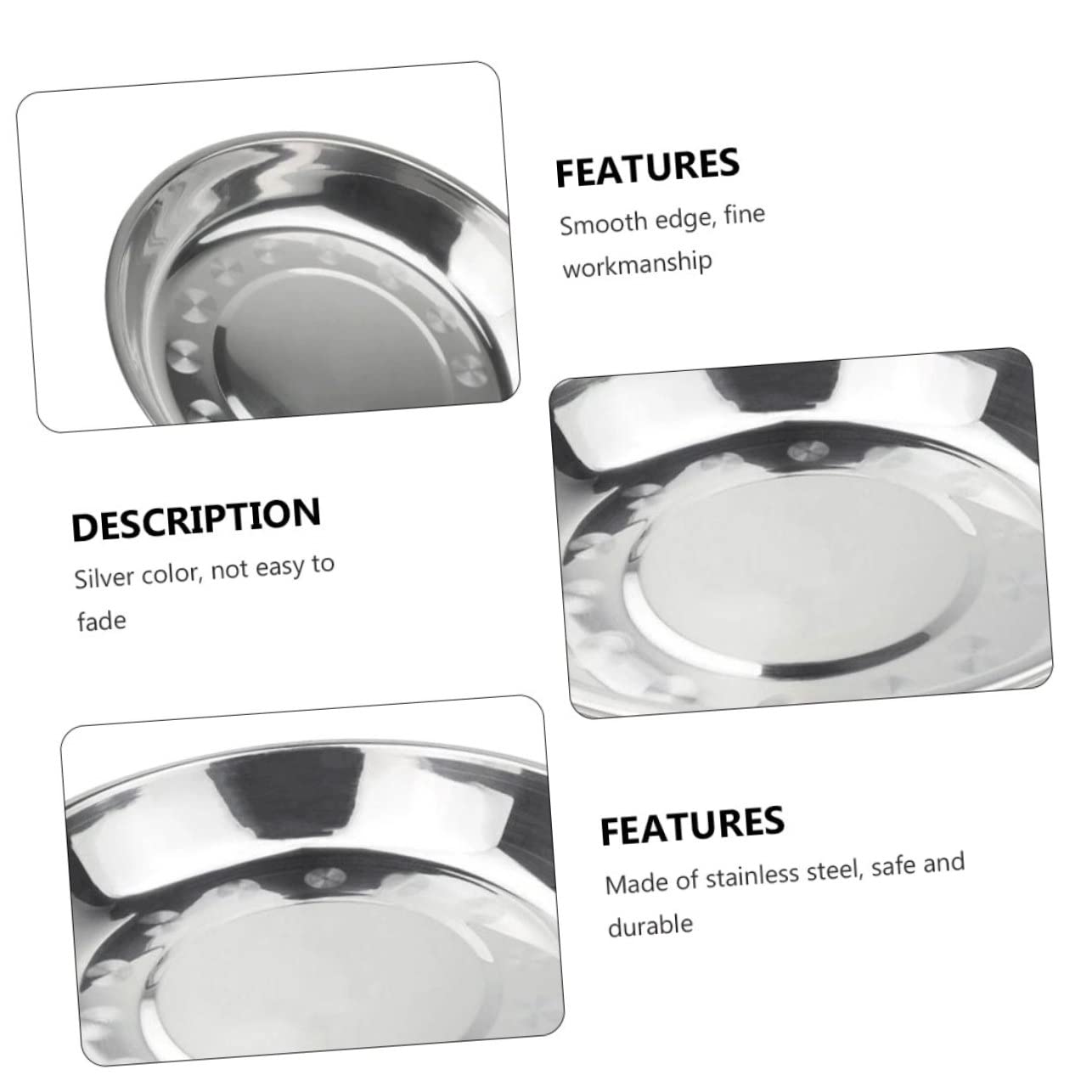 BRIGHTFUFU 7pcs Stainless Steel Dinner Plate Multi-Purpose Camping Food Plates for Barbecue Picnic and Party Lightweight Reusable and Design
