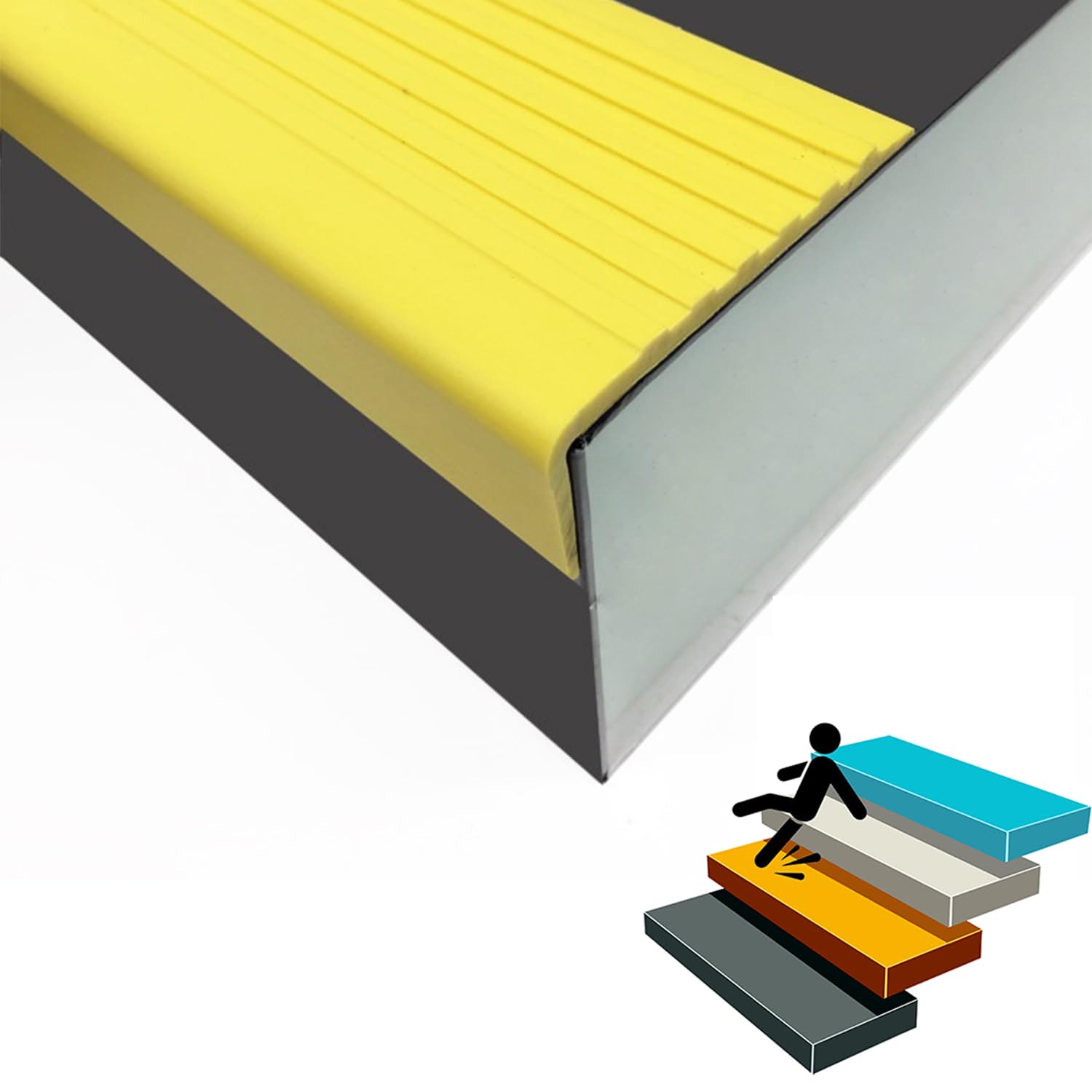 TFXXSJWY Rubber Stair Nosing, Yellow, Strip, Stair Edge Protector