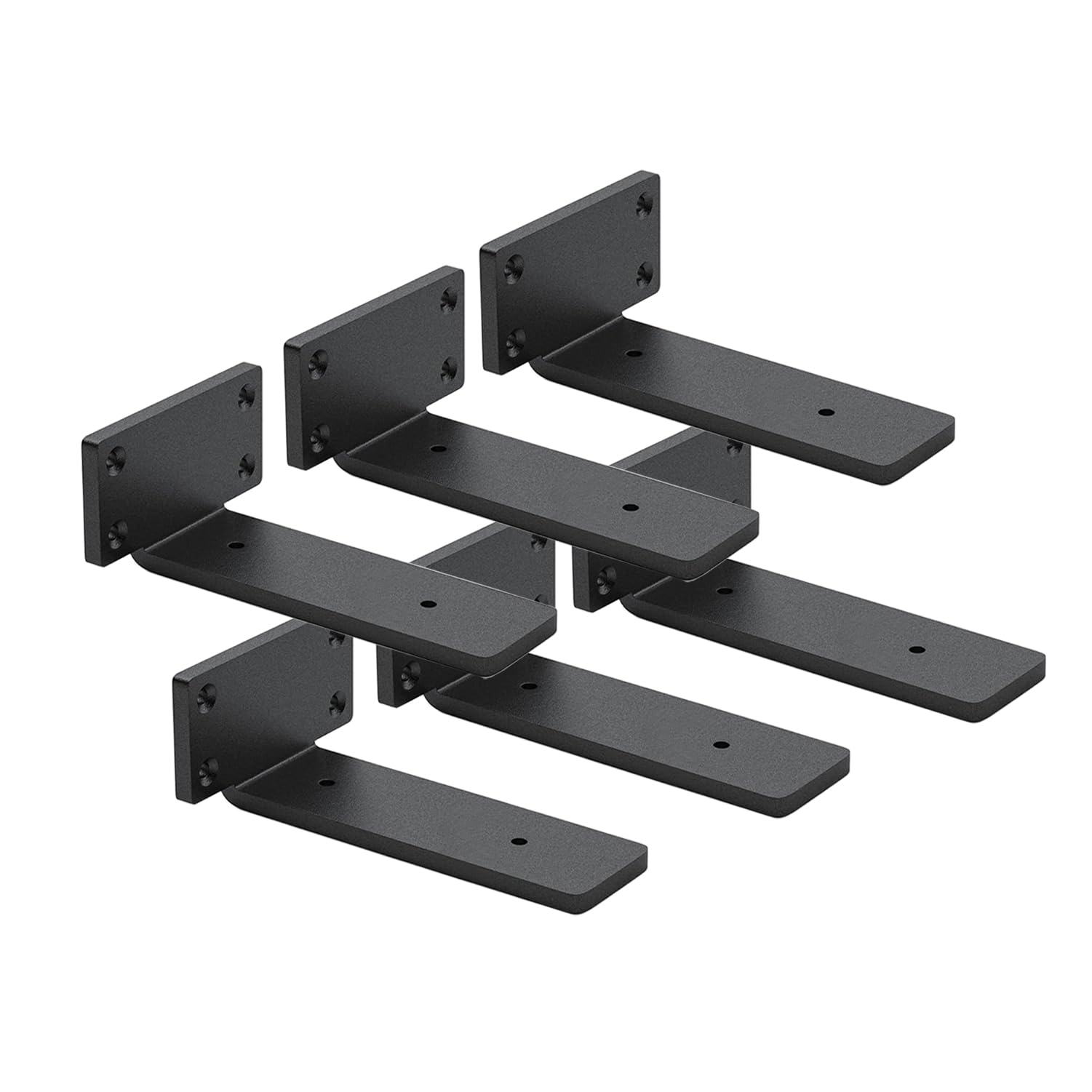 6 Pack Shelf Brackets 6 Inch Floating Shelf Bracket 1/5 inch Thick Heavy Duty Hidden Shelf Brackets Iron Metal Brackets for Shelf Support with Screw Included
