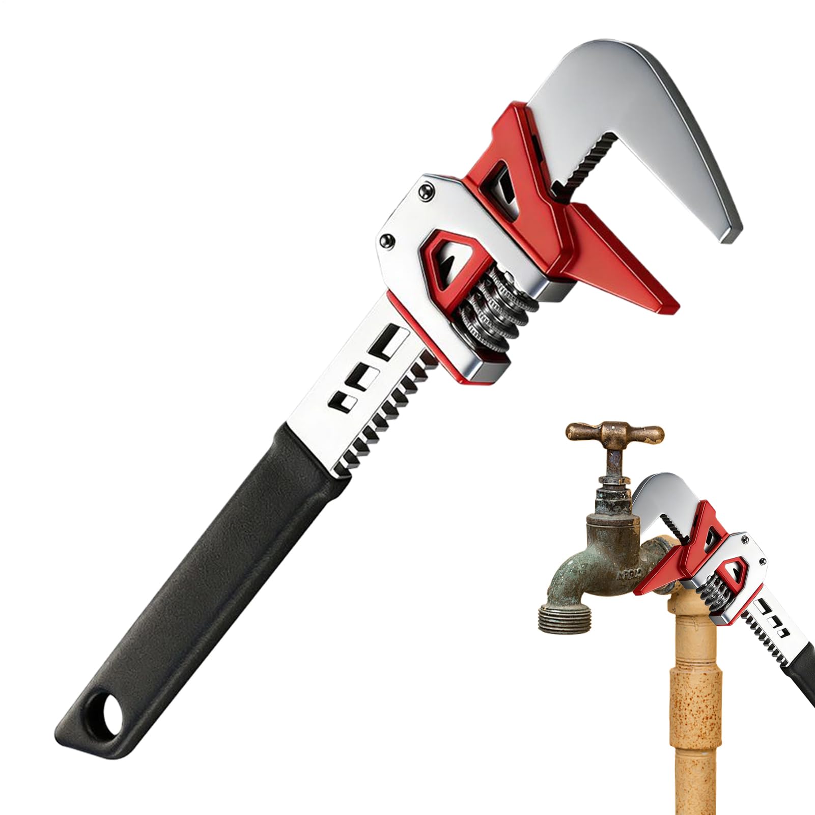 Genérico Llave Ajustable De Ancha | Llave Inglesa Ancha Y Regulable - Herramienta para Fontanero con Mango Largo - para Trabajos de Taller Mecánico y Reparación de Automóviles para Mecánicos y