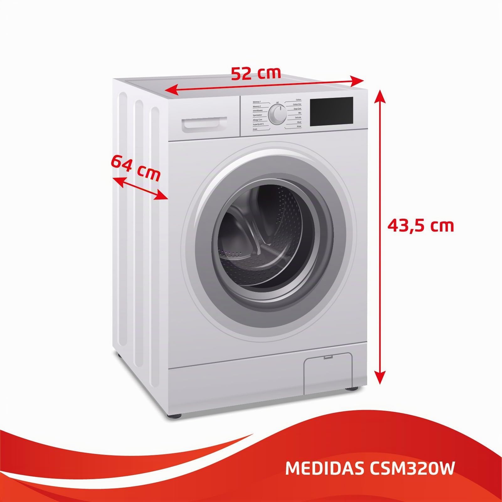 Corberó CSM320W Sèche-linge d'évacuation Charge avant, 3 kg, Évacuation, Affichage LED, Blanc, 5 programmes, séchage rapide 45 min, ouverture 180°, 65dB, Efficacité énergétique C
