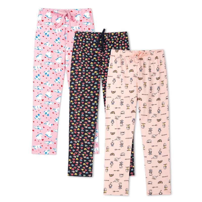 Image of Real Basics Girls Cotton All Over Print Pajamas(Pack of 3)