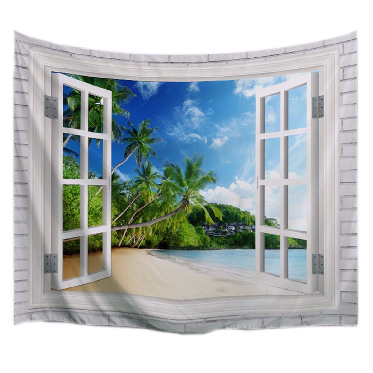 A.Monamour Tropical Dark Green Banana Palm Tree Leaf Plants Themed Print Fabric Tapestry Wall Hangings Blanket Bohemian Bedspread Cover Hippie Beach Towels Bedroom Living Room Dorm 153X102Cm/60"X40" — view 6