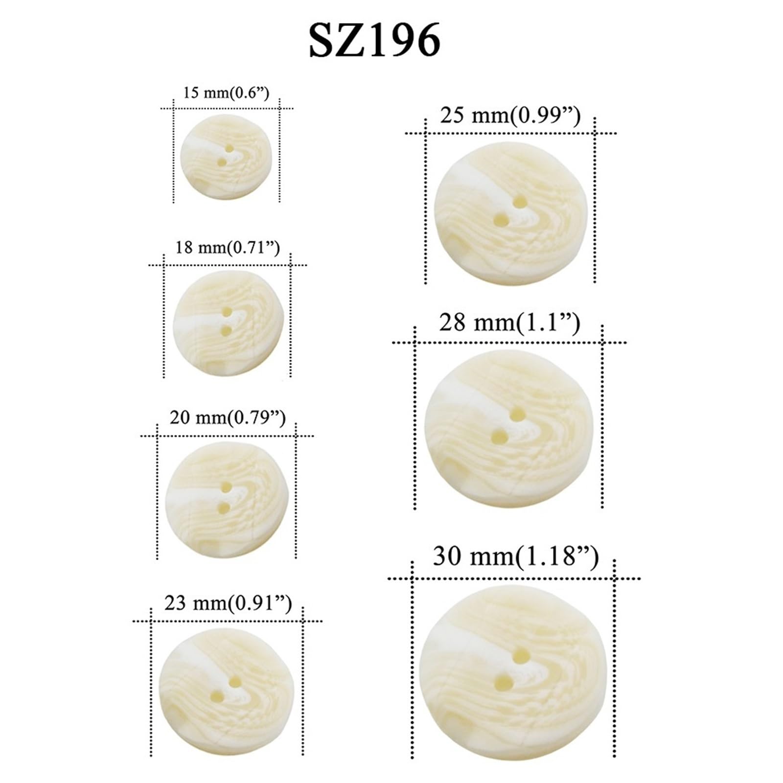 bottoni, Bottoni tondi in resina 2 fori irregolari in stile beige 15-30 mm(25mm 10 pcs)