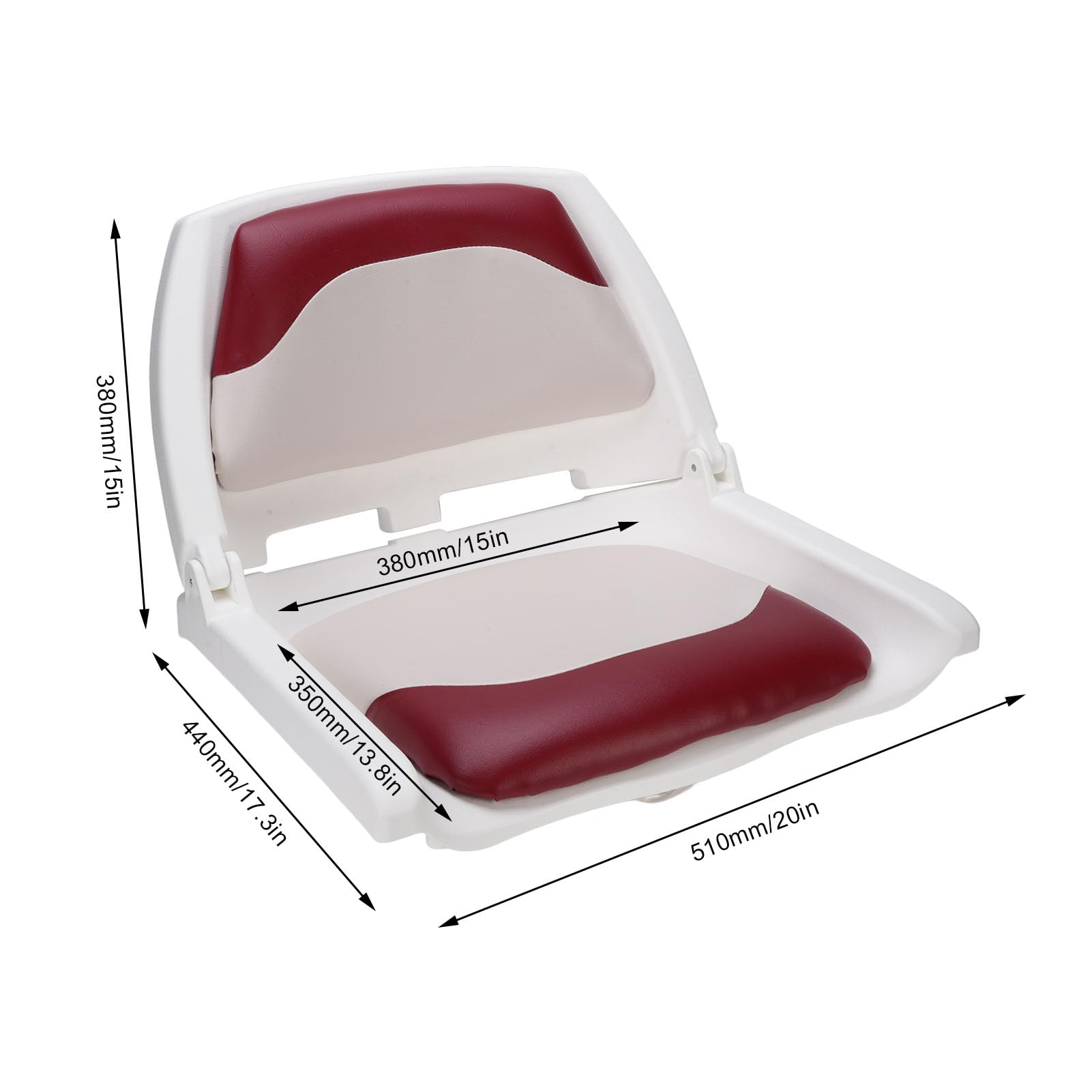 CHICIRIS Sedile pieghevole per barca, sedile da pesca pieghevole con schienale alto in pelle PU e memory foam per kayak, yacht, barche da pesca, resistenza di grado marino