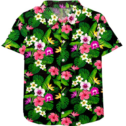 Remimi Unisex Kids Hawaiian Shirt Boys Casual Beach Hawaii Shirts Short Sleeve Button Down Aloha Tee Tops 5-14 Years