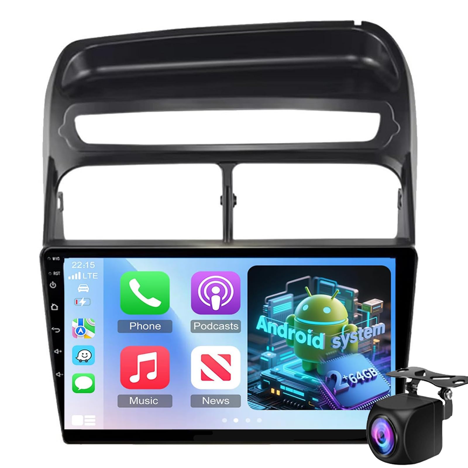 Android Car Radio For F-iat Punto/Linea Grande Punto Line 2007-2012 With Carplay & Android Auto 9-Inch Touchscreen Radio With WiFi GPS Mirror Link DSP FM/RDS SWC AHD Backup Camera(Color:4 Core 2+32G)