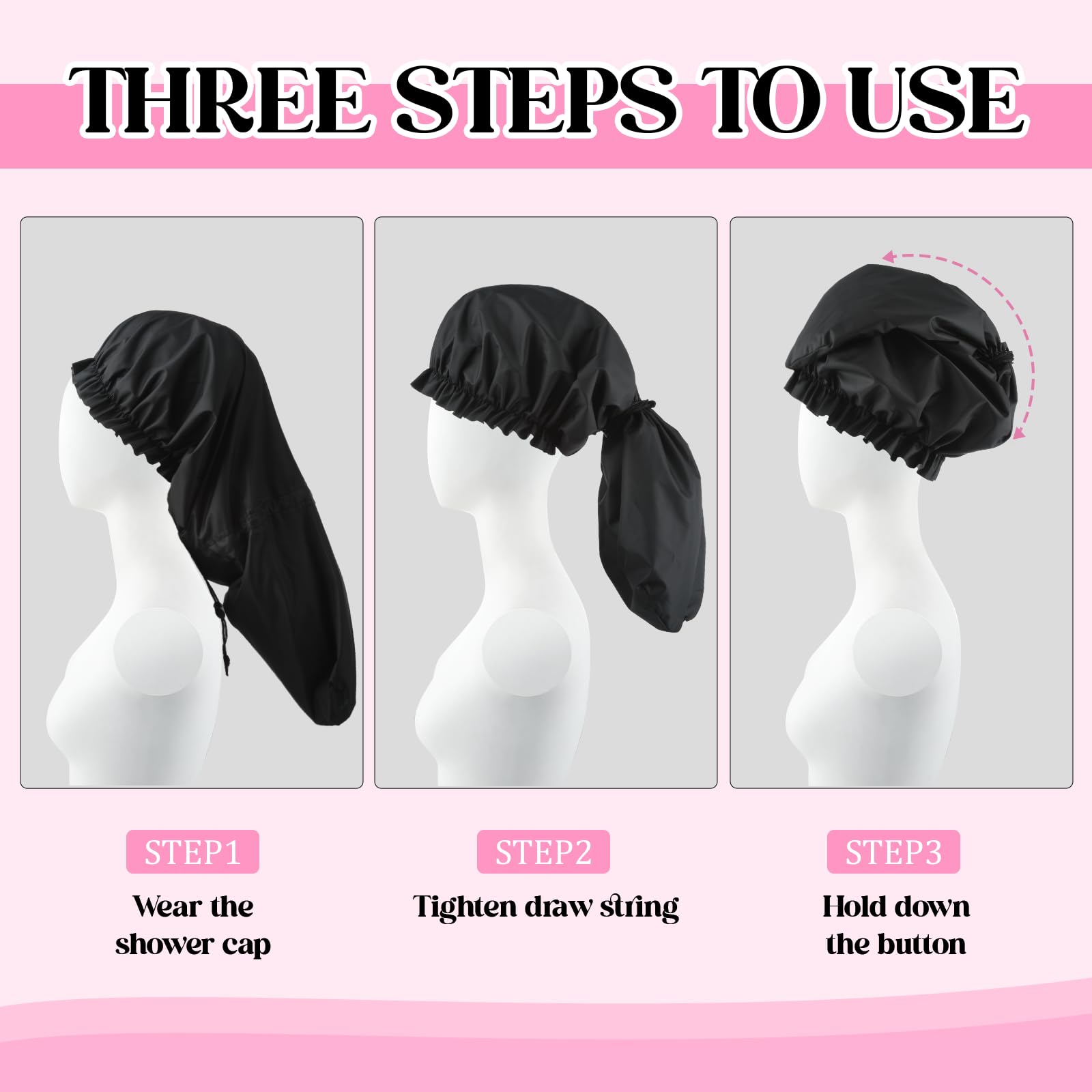 2 Pcs Large Shower Cap for Braids Extra Long Shower Cap for Women Long Hair & Locs - Image 4