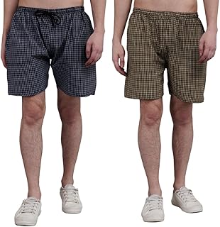 tasraf clothes Men's Cotton Checkered Boxer Shorts - Pack of 2, Comfortable-picture-41