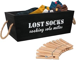 Lost Socks Basket Lost Socks Laundry Sign, Rustic Wooden Missing Socks Laundry Decor, Laundry Room Lost Socks Sign With Basket, Laundry Room Farmhouse Decor (Black)