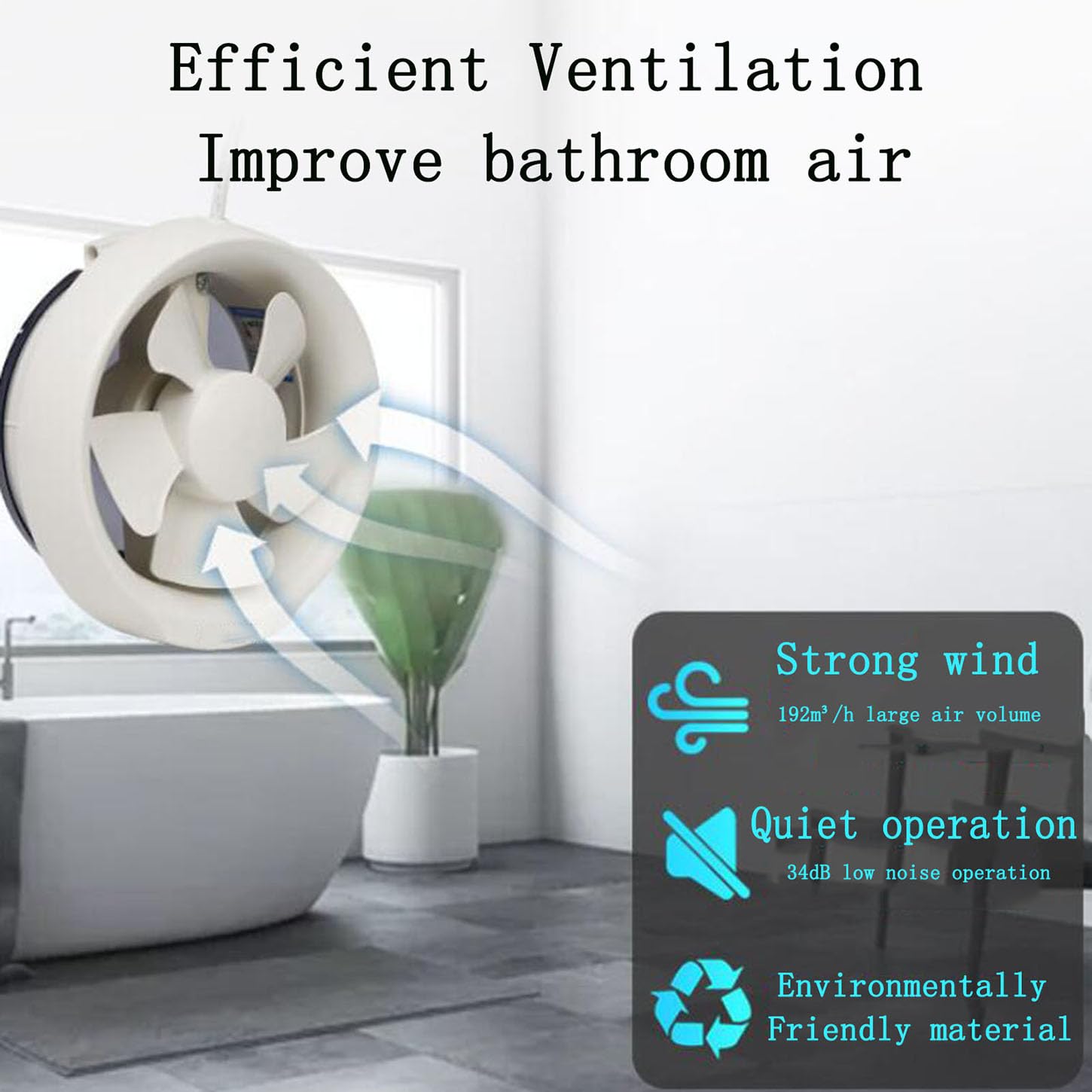 Extracteur d'air Salle De Bain,Extracteur Air Chaud avec Clapet Anti-Retour,Rond Ventilateur Mural,Moteur en Cuivre Pur,pour Cuisine,Serre,Garage,WC,Corde De Traction Manuelle,8 inches