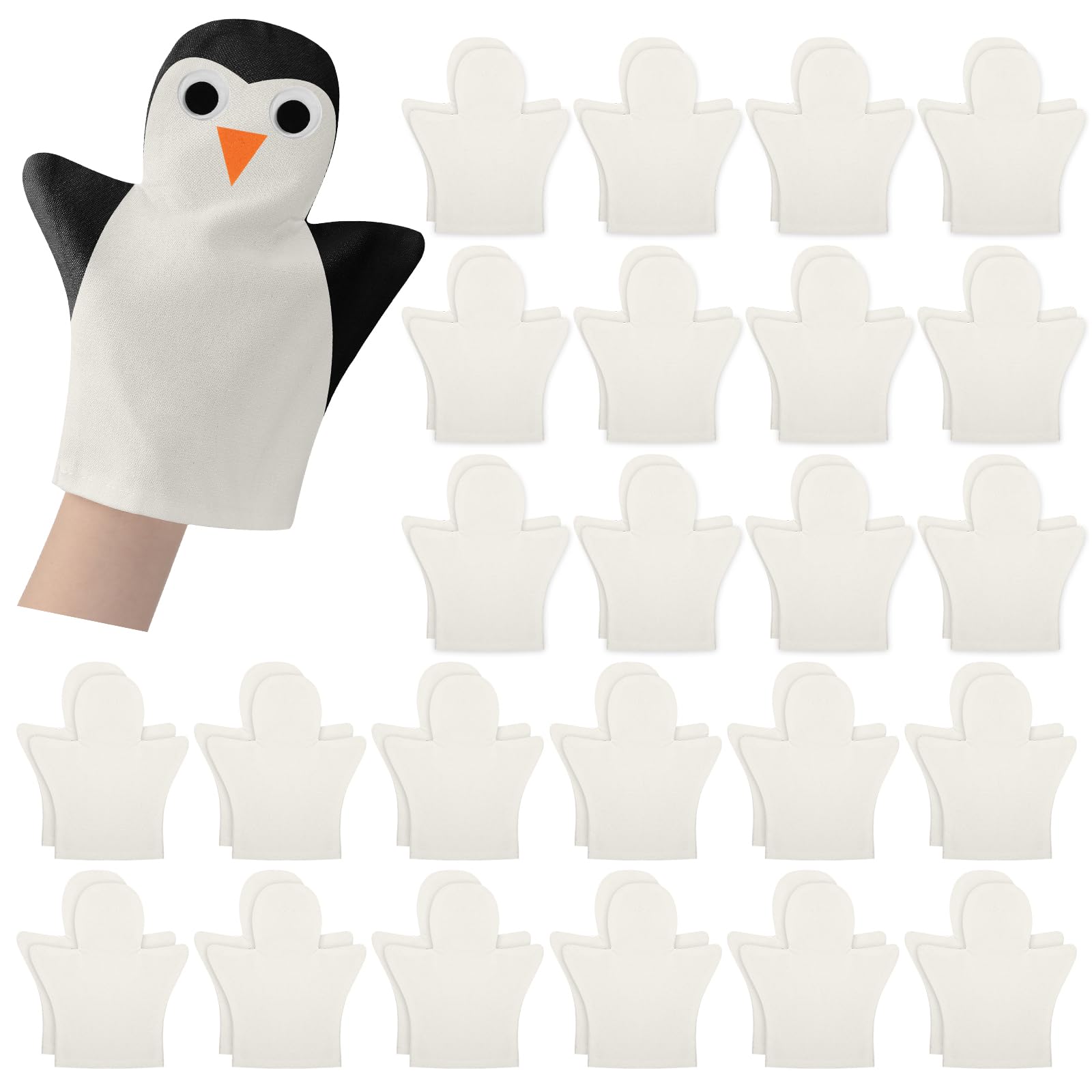 Soulchen 48 Pcs DIY Cotton Hand Puppet Kit 8 x 9.8 Inch Making Your Own Puppets Blank Fabric for DIY Crafting Storytelling Family Activities Art Party Supplies Creative Play Holiday Subject Gifts
