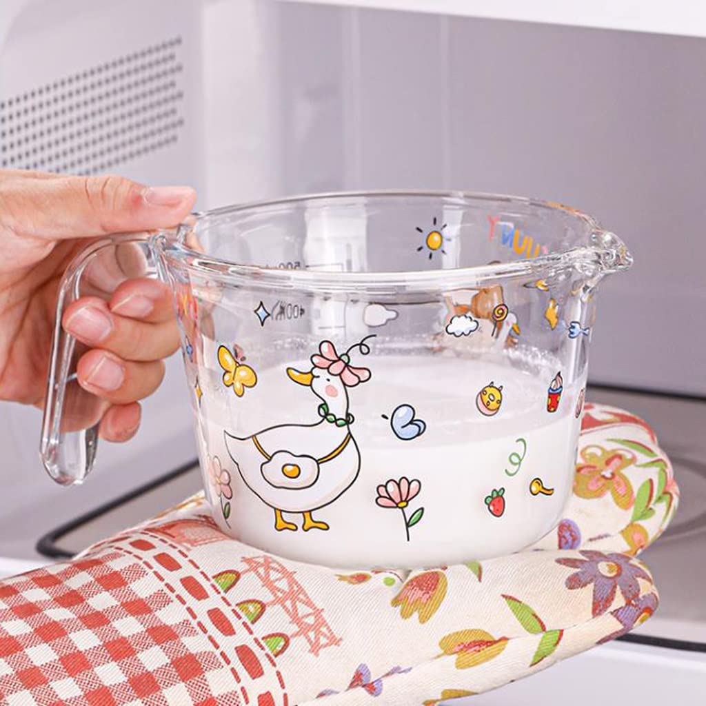 XMING Taza medidora de vidrio con escala y asa for taza de leche doméstica, taza de leche de soja for desayuno en microondas (Color : B)