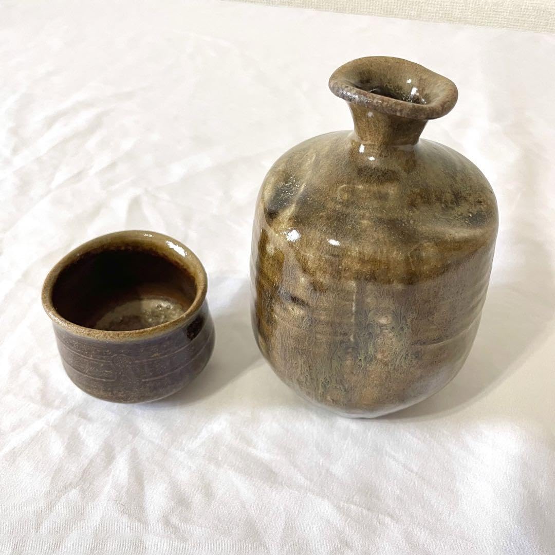 Amazon.co.jp: antique アンティーク 古備前 備前焼 窯変 徳利 ぐい呑 