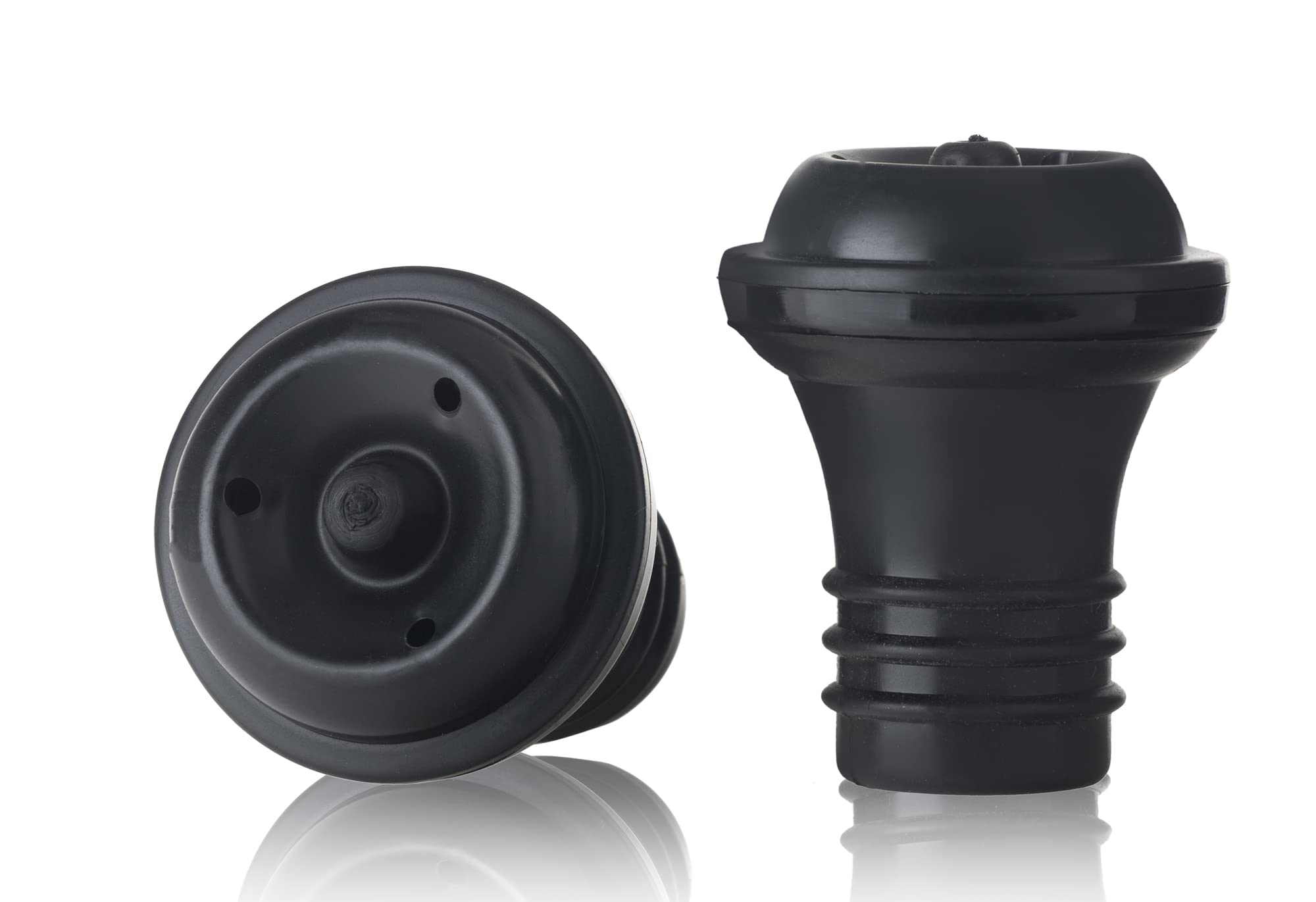 Qpractiko | Set 2 Tappi Vino Sottovuoto | Silicone Nero | Sigillatura Ermetica, Facile da Usare, Riutilizzabile | Conserva Aroma e Freschezza Bottiglie di Vino