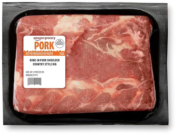 Amazon Grocery, Pork Shoulder Country Style Rib, Bone-In, Weight Varies