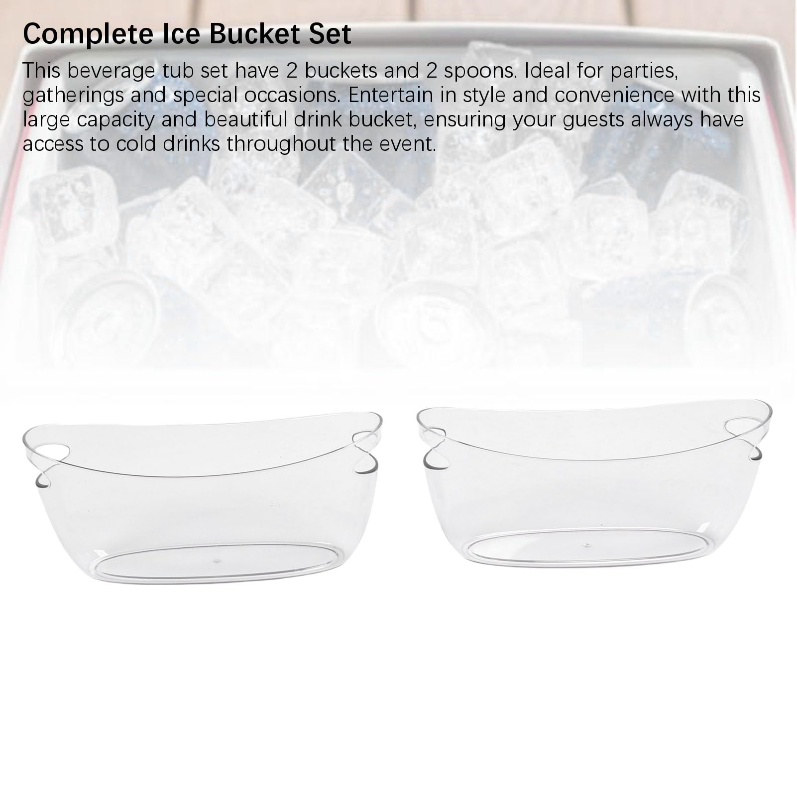 2-teiliger Eiskübel für Partys, 5 L Transparenter Eiskübel mit Schaufeln, Aufbewahrungsbehälter für Kalte Getränke, Ideal für Champagner, Getränke, Wein und Bierflaschen