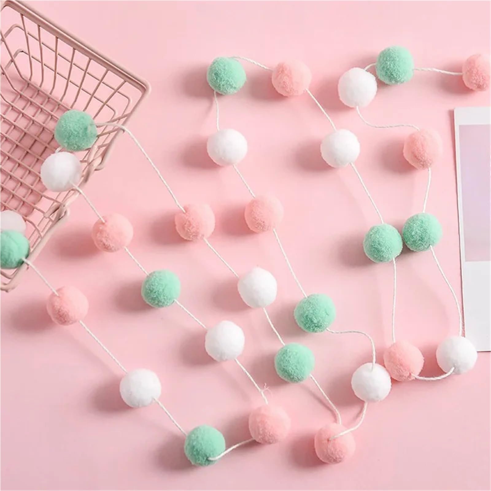 3 Stück 2, m Wollfilz-Kugelgirlande Für Die Dekorationen | Pom Pom Girlande Wandbehang Schnur for Zimmer Wanddekoration(Color5)