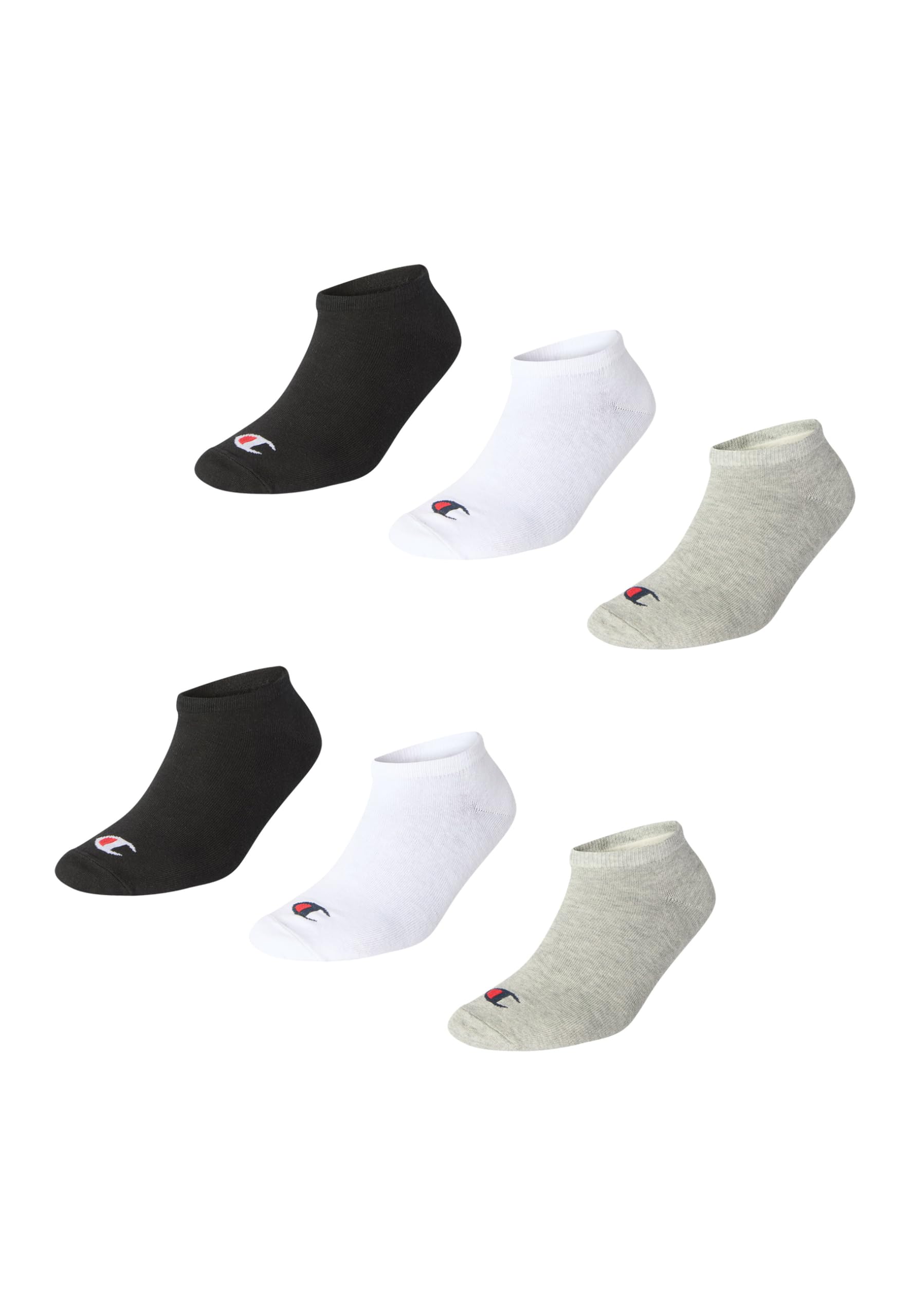 Champion BASICS NOS Adult Unisex Socks, Sneaker, Navy Blue, Light Grey Melange and White, 6 Pack