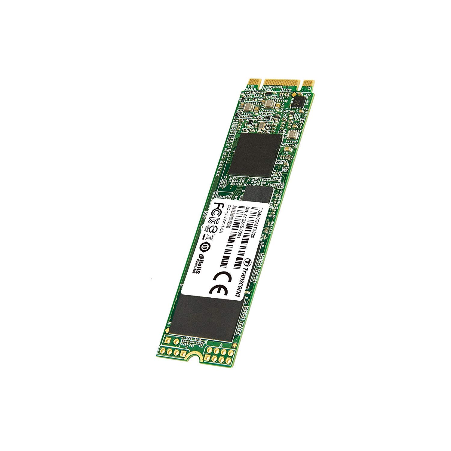 Transcend TS480GMTS820S 480GB M.2 SATA III 6GB/S SSD MTS820S 3D TLC Flash 80mm Form Factor