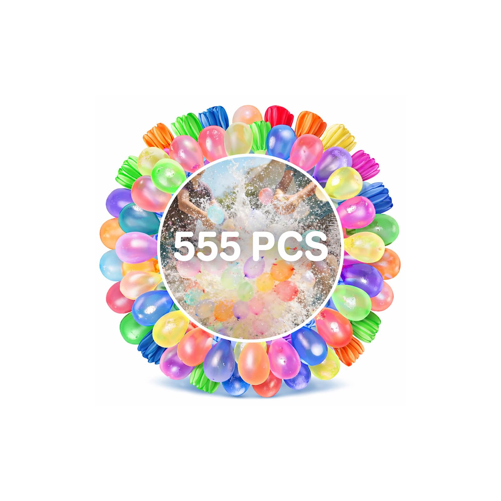 555 PCS Water Balloons, 10 Second Rapid-Filling Self-Sealing Water Bombs, Water Balloons for Kids Easy Fill, Eco-Friendly, for Outdoor Garden, Beach, Pool Party Fight, Water Toy (15 Bunches)