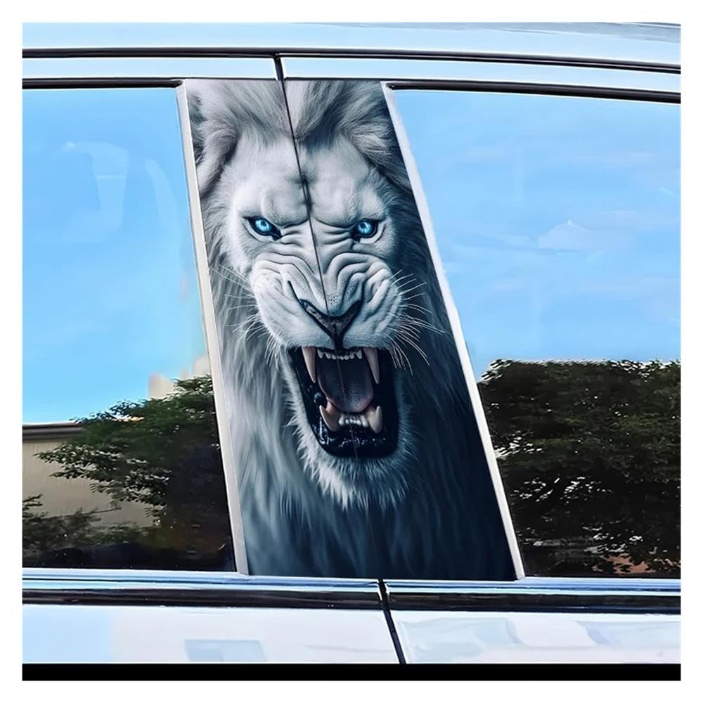 Body Parts 2pcs Car B-Pillar Sticker White Lion Pattern Scratch Resistant Film