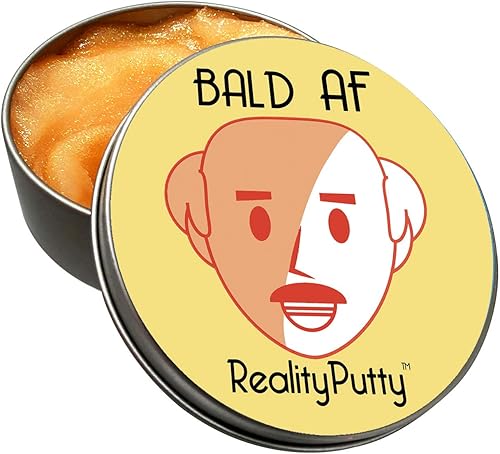 Miniatura 3 de GearsOut Bald AF Reality Putty - Regalo de broma de hombre calvo para hombres, masa de estrés con purpurina naranja