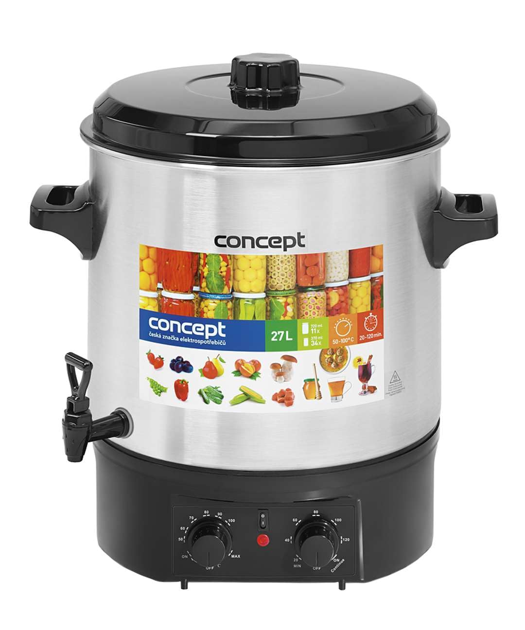 Concept Elettrodomestici ZH0030 einkoch pentola in acciaio inox, con Timer, utilizzabile come il distributore di bibite Dispenser/Distributore di vin brulé, 27 L, 2000 W, 39 x 63 cm