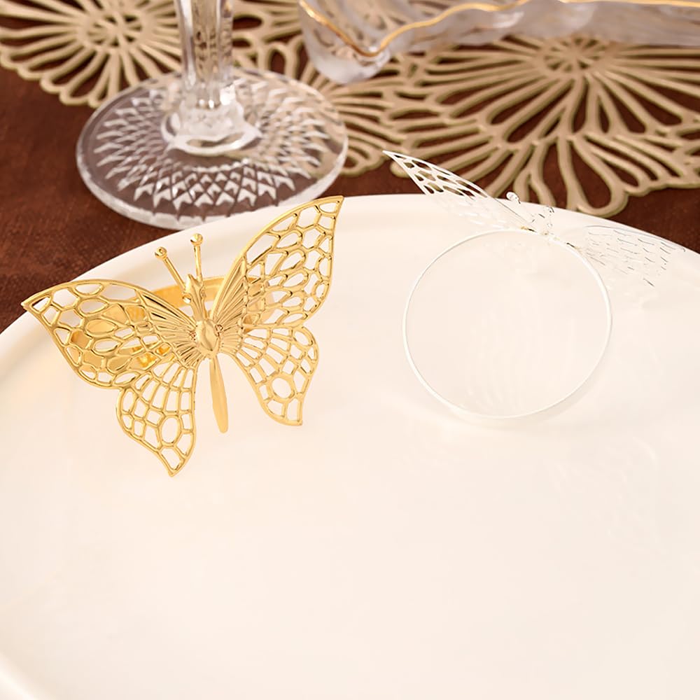 Portatovaglioli A Farfalla Oro - 12 Pezzi Per Matrimoni E Feste - Elegante E Riutilizzabile - Foto 10