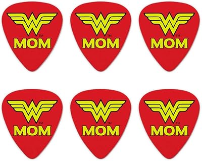 Wonder Woman Wonder Mom Logo Novelty Guitar Picks Medium Gauge - Set of 6