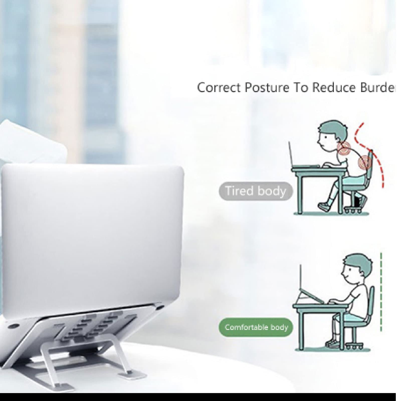 Soporte para Ordenador portátil, Radiador de computadora Altura Ajustable Plegable aleación Aluminio con Soporte Regazo
