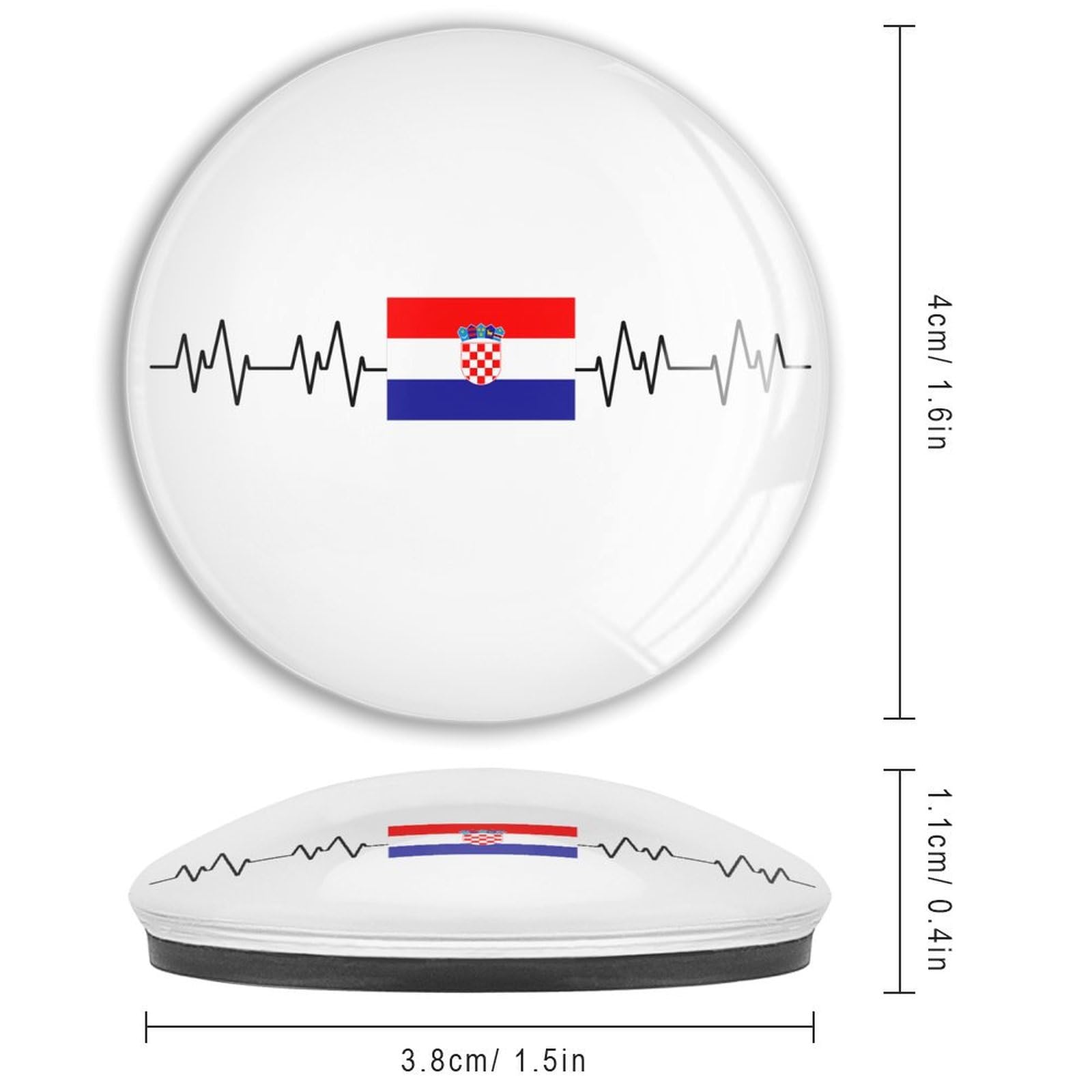 Heatbeat Kroatien Flagge Kühlschrankmagnete Glas Starke Magnete Starke Kühlschrankmagnete Länderflaggen Dekorative Magnete für Kühlschrank Niedliche Dekoration für Zuhause Küche 4 Stück
