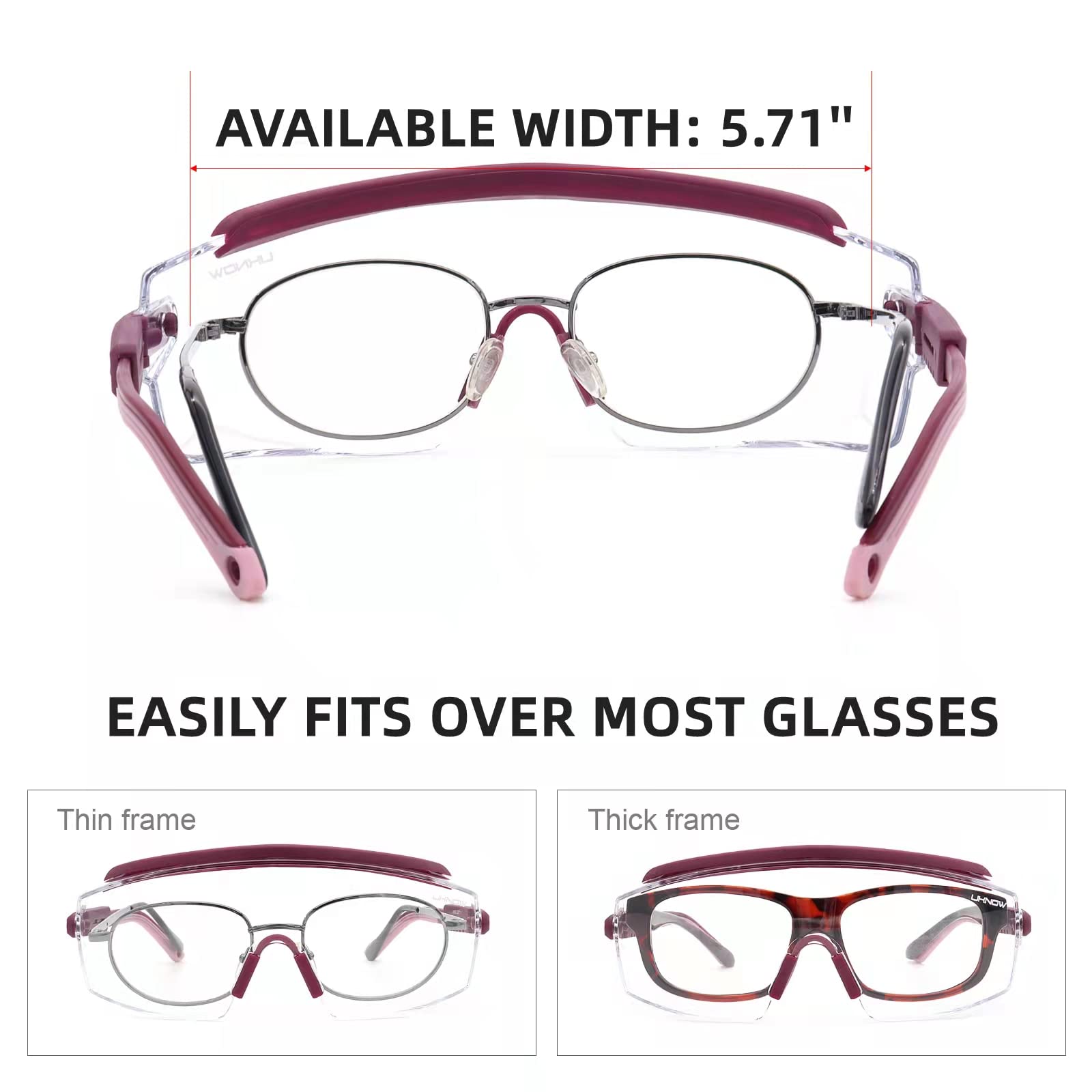 UKNOW Gafas de Proteccion, Gafas de seguridad sobre gafas anti niebla, lente envolvente transparente antiarañazos, gafas protectoras ANSI Z87.1