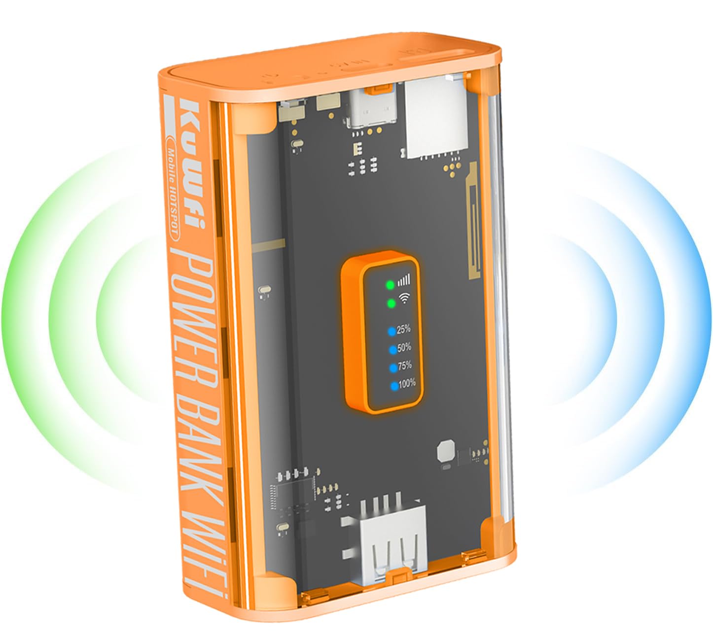 KuWFi Mobilny router 4G LTE WLAN (4G/LTE do 150 Mbit/s do pobrania / 50 Mbit/s upload, przenośny hotspot, akumulator 5200 mAh, kompatybilny ze wszystkimi europejskimi kartami SIM), Plug & Play, do