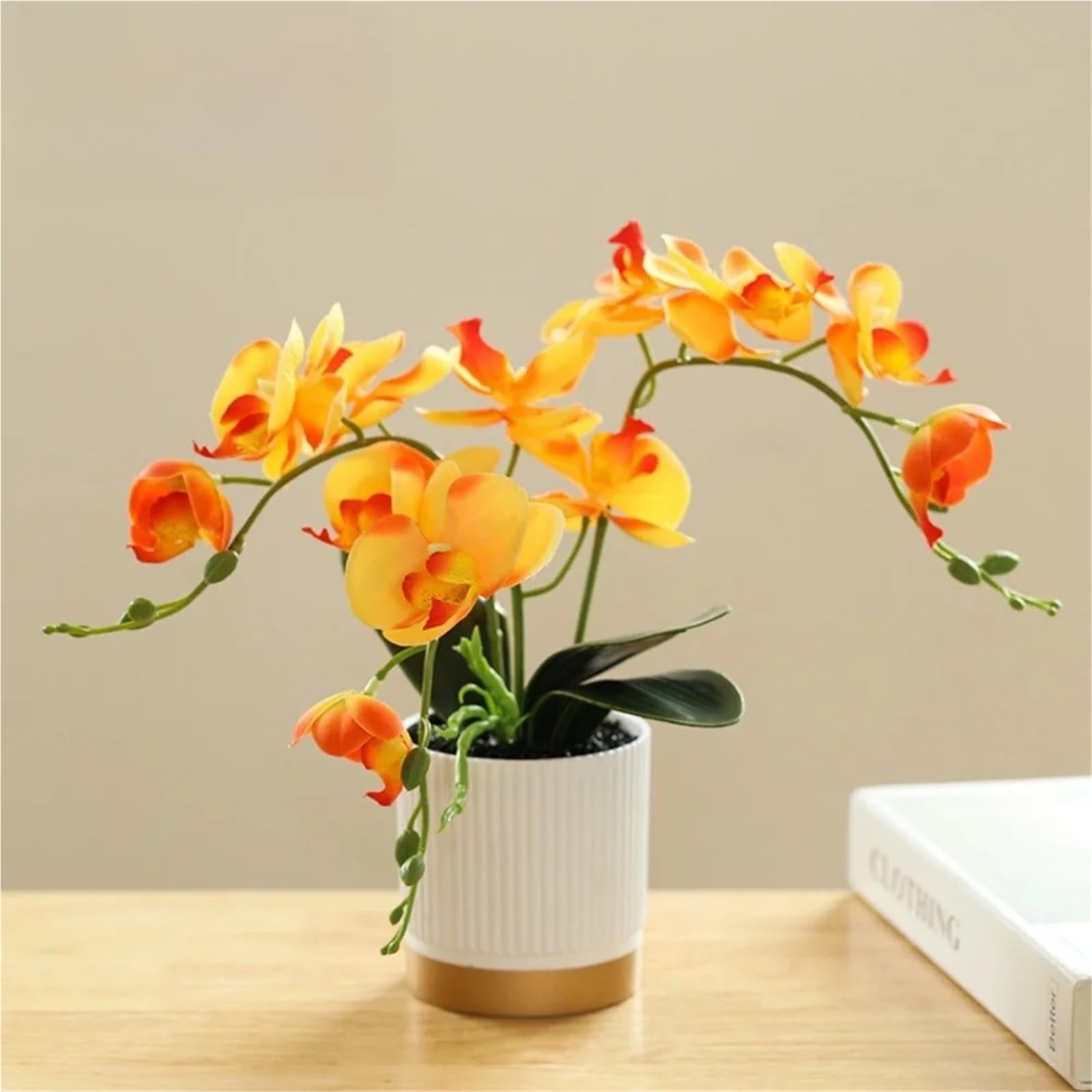 Orchidees Artificielles Fleur d'orchidée Papillon en Soie, 1 pièce, Plante en Pot, bonsaï en Plastique, Arrangements de Mariage à Domicile
