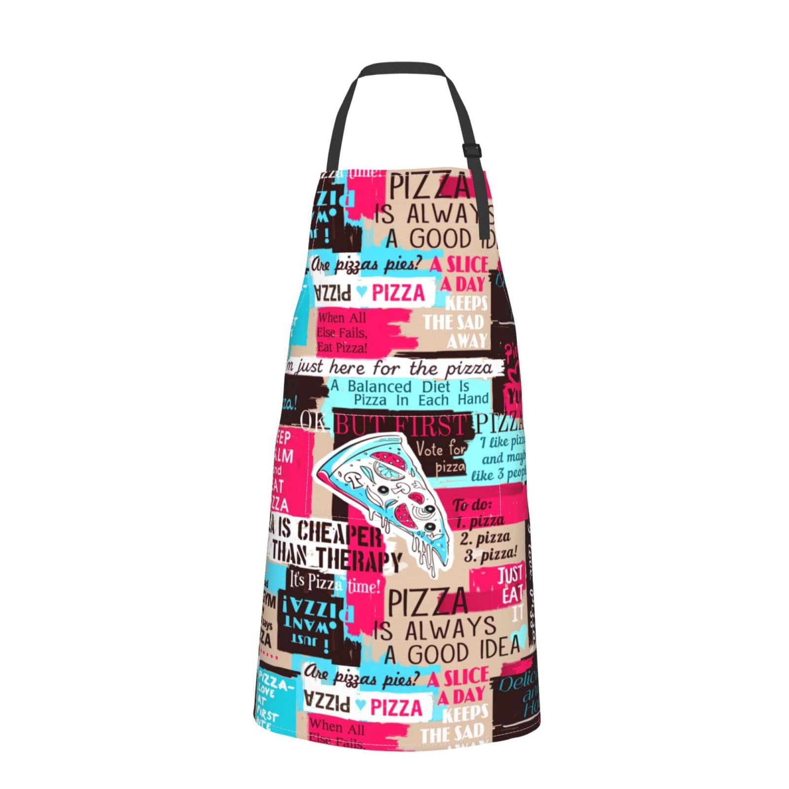 Plumon Delantal de pizza con bolsillos, impermeable, para cocina, chef, cocina, para mujeres y hombres, Negro, Talla única