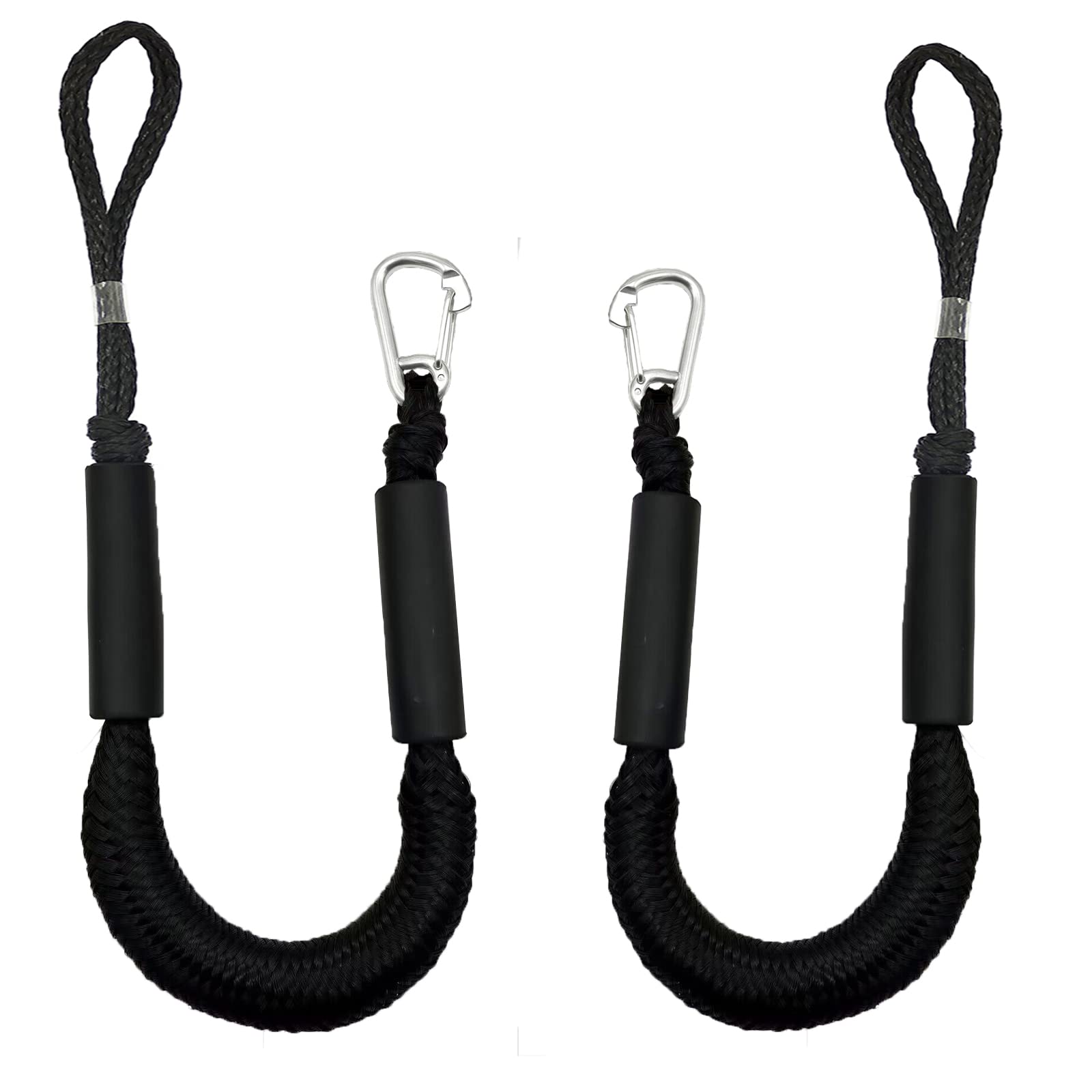 perixir3FT Black Bungee Dock Lines Boat Mooring Ropes Docking Boat Rope Accessories for Boats,Kayak,Watercraft,SeaDoo,Jet Ski,Pontoon,Canoe,Power Boat 2Pcs