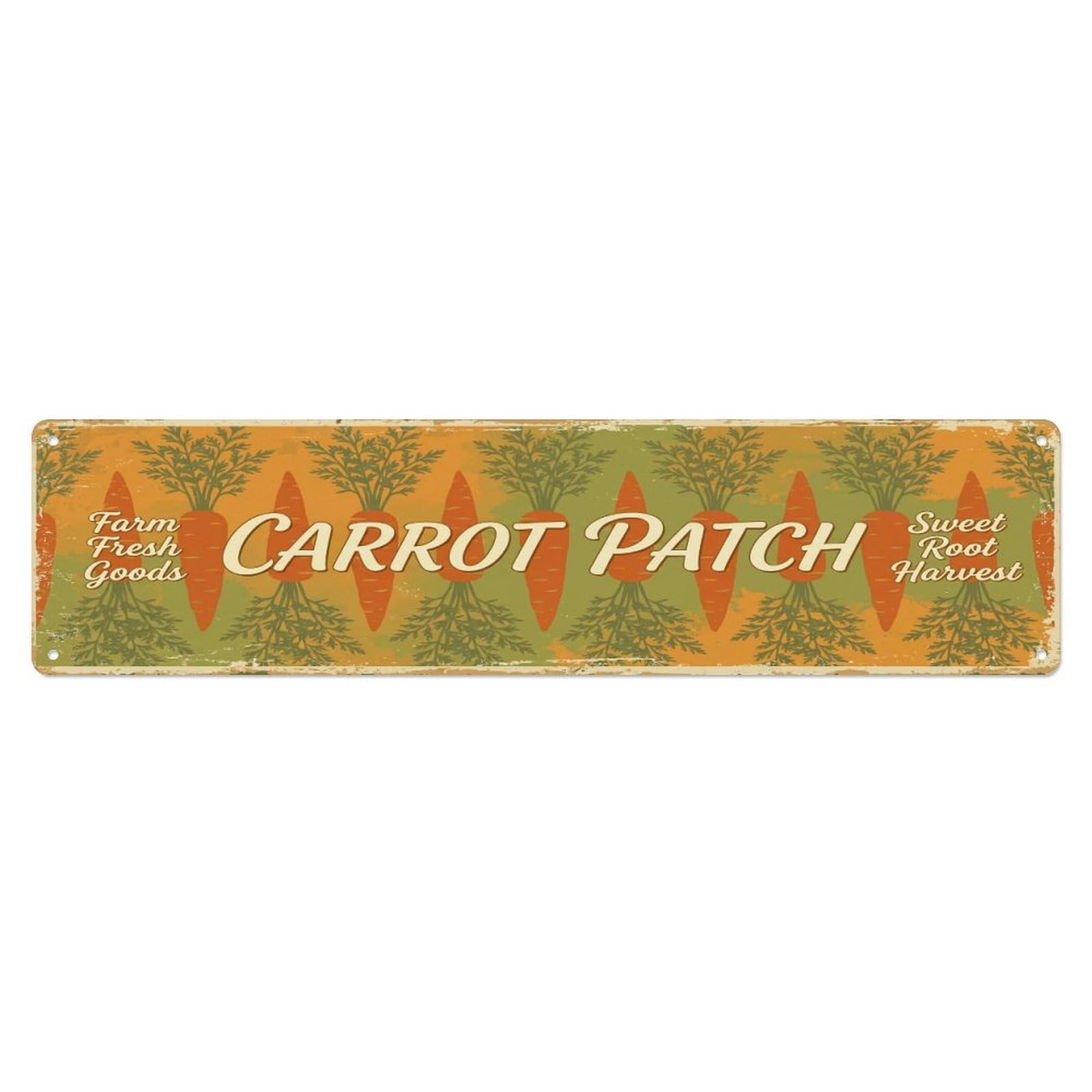 Olhnbad 4X16inch(10X40cm) Vintage Cottagecore Garden Carrot Patch Banner Metal Tin Sign