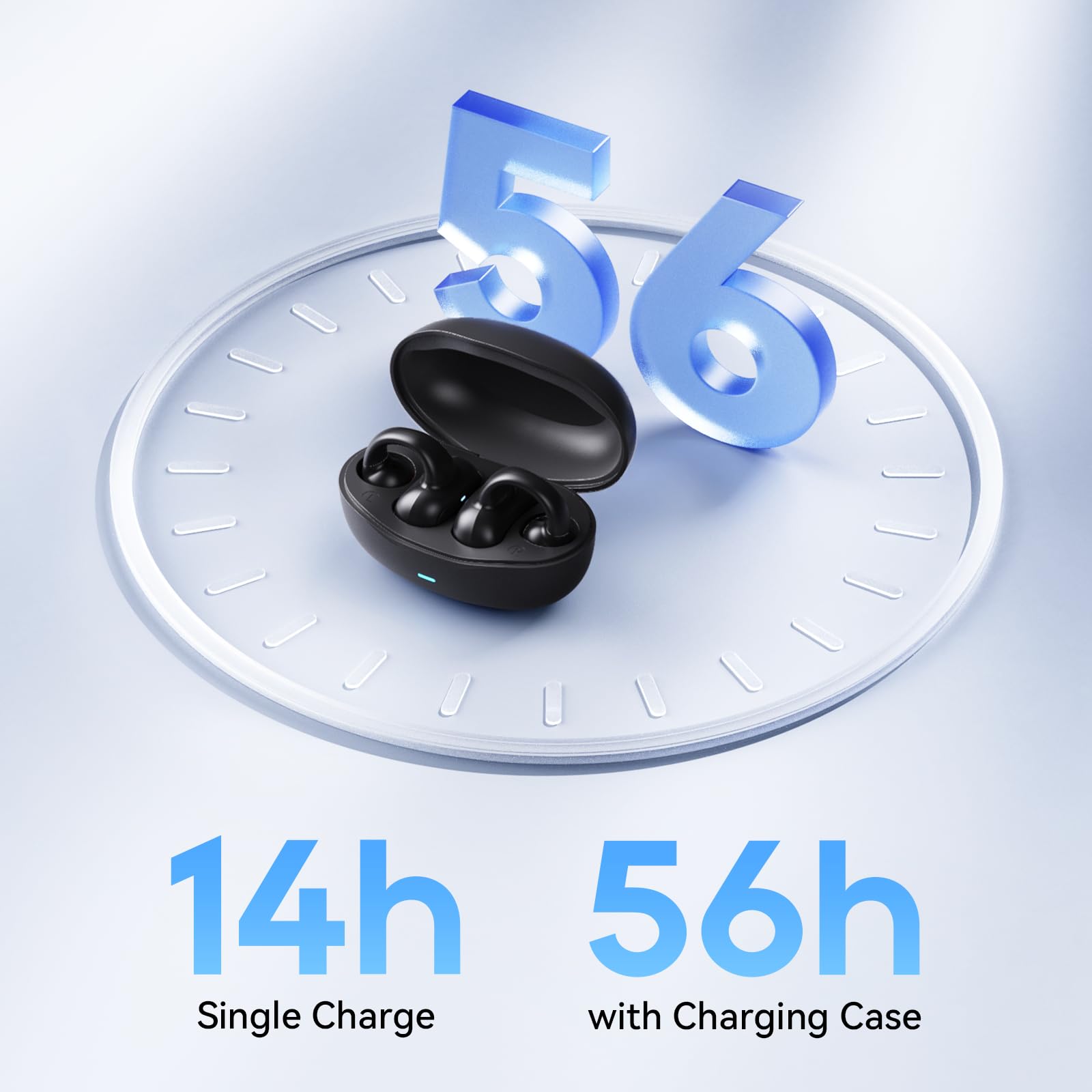 SANAG Z50PRO Sport Cuffie Bluetooth Clip Orecchio, Open Ear Auricolari 36 Ore Bluetooth 5.3 Impermeabili compatibili con iPhone/Samsung Phone per Uomini, Donne- Nero