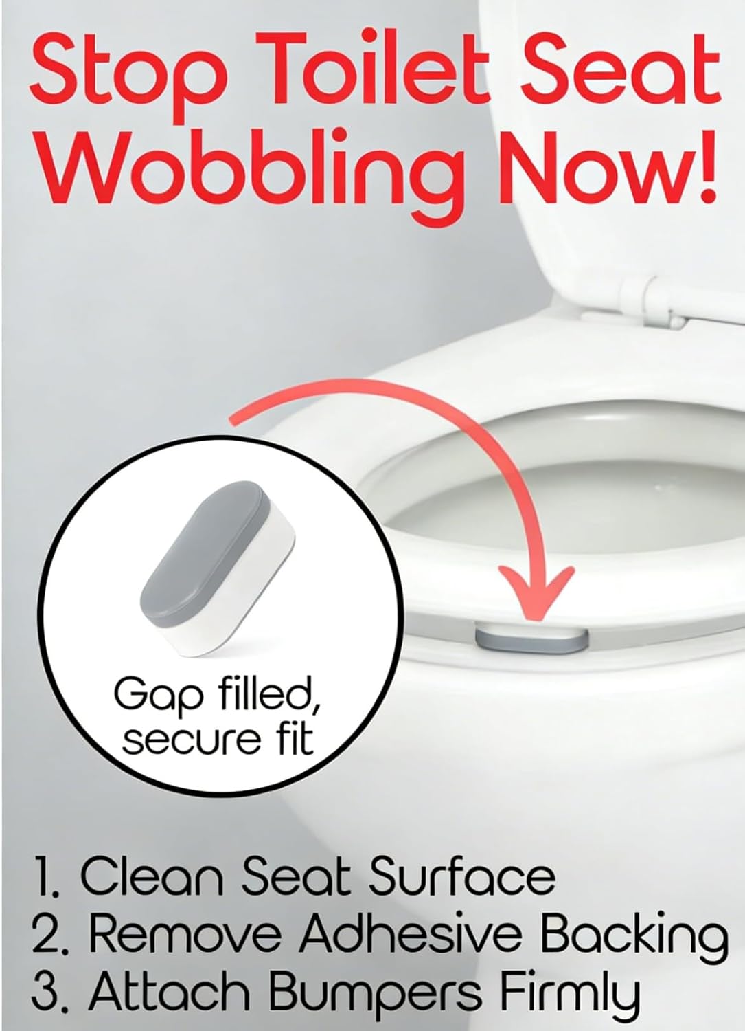 5-Pack Toilet Seat Bumpers for Bidet - Non-Slip Pads to Stop Sliding & Wobbling, Even Weight Distribution to Protect Seat & Bowl