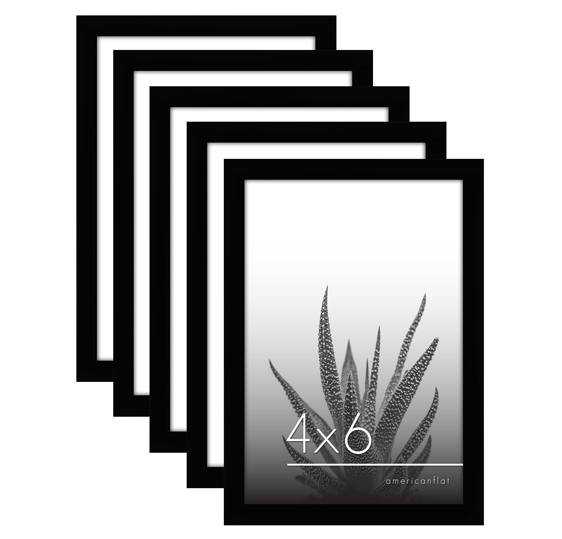 Americanflat 4x6 Picture Frame Set of 5 in Black - Picture Frames Collage Wall Decor with Plexiglass Cover, Hanging Hardware, and Easel - Gallery Wall Frame Set for Wall or Tabletop Display