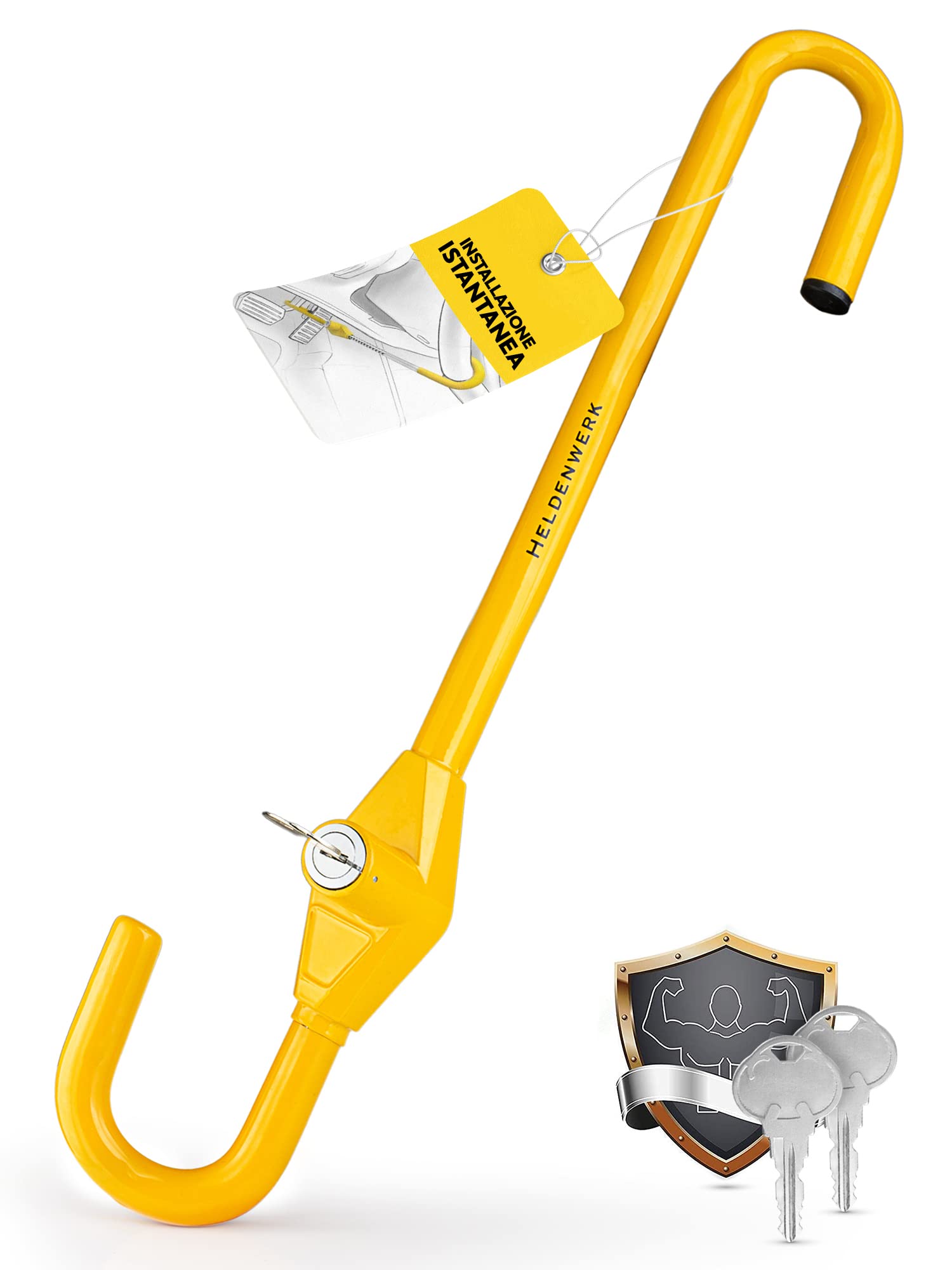 Heldenwerk Canna Antifurto per Auto Barra Blocco Volante Universale con Chiavi