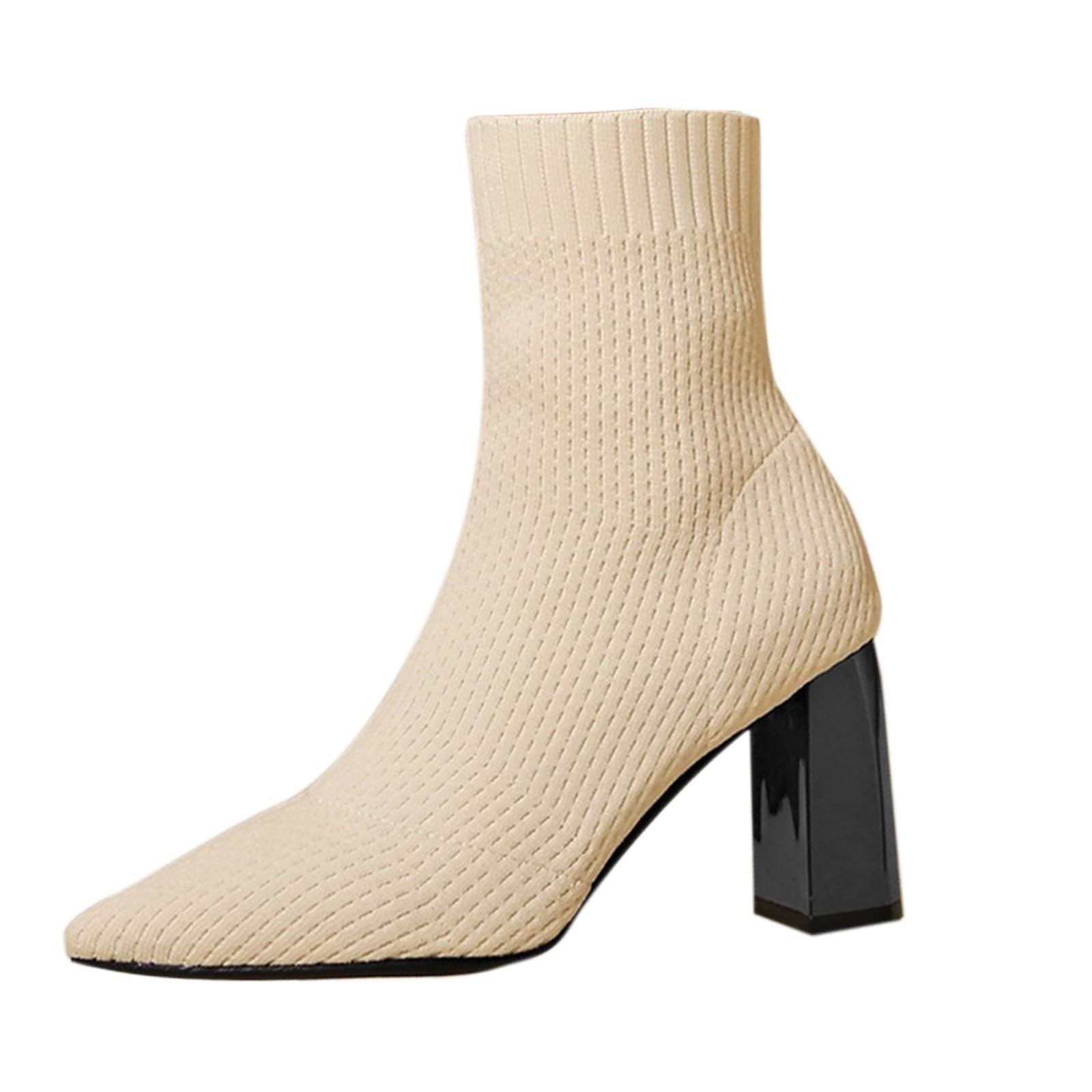 Generisch Donna Primavera Inverno Punta Volante Weave Mesh Goffo Tacco Alto Grandi Dimensioni Stivali Medio Alto Ragazze Scarpe 34