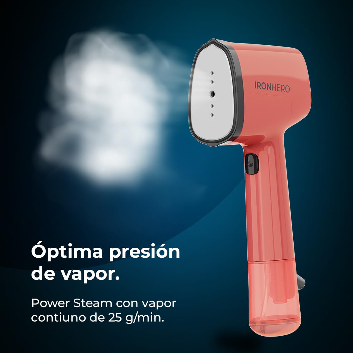 Cecotec Plancha Vertical Vapor IronHero V-1500 Essential Berry. 1500W, Suela Cerámica Ultradeslizante, Vapor Continuo 25g/min, 2 Modos, Calentamiento Rápido, Accesorio de Cepillo de Silicona