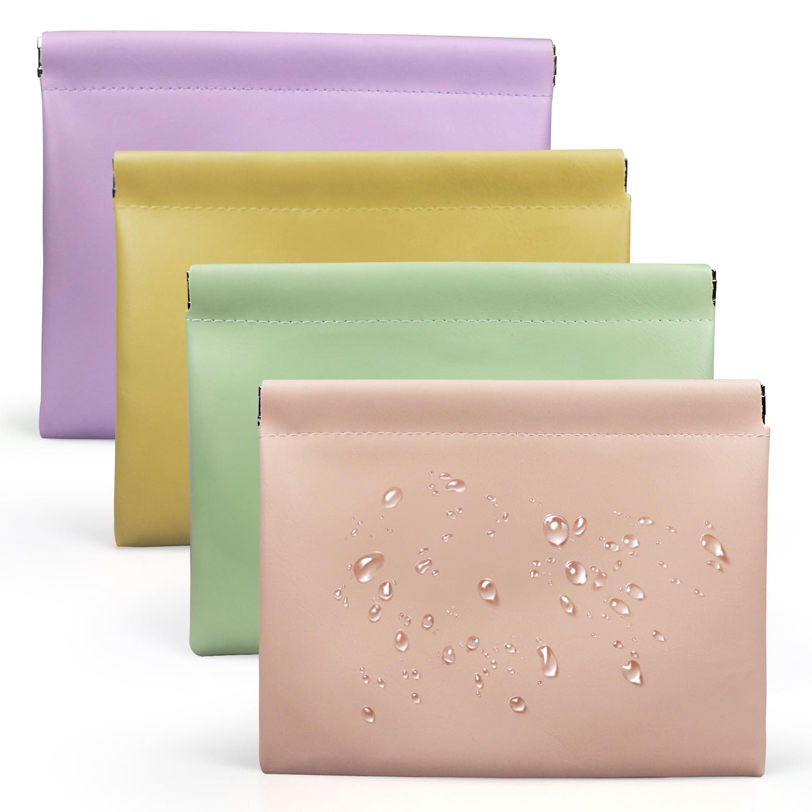 Muswelf 4 Pack 7.1"×5.5" Small Makeup Bag for Purse, Magnetic Pouches for Purse Organization, Soft PU Leather Mini Organizer Pouch for Cosmetics